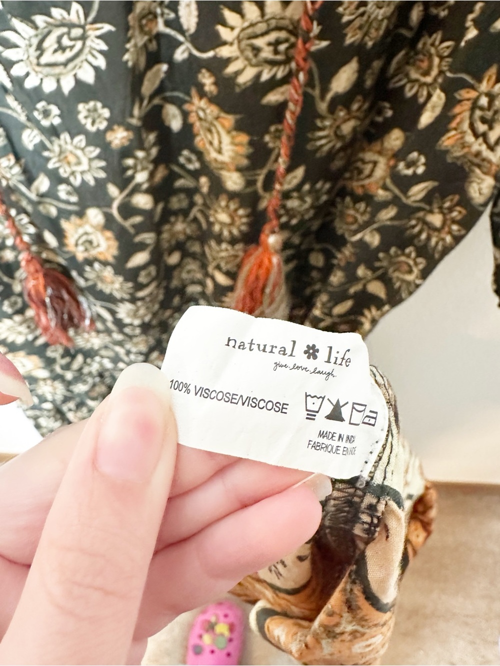 Natural Life Lula Floral Maxi Dress Long Sleeve Green Floral Medium - Picture 7 of 8